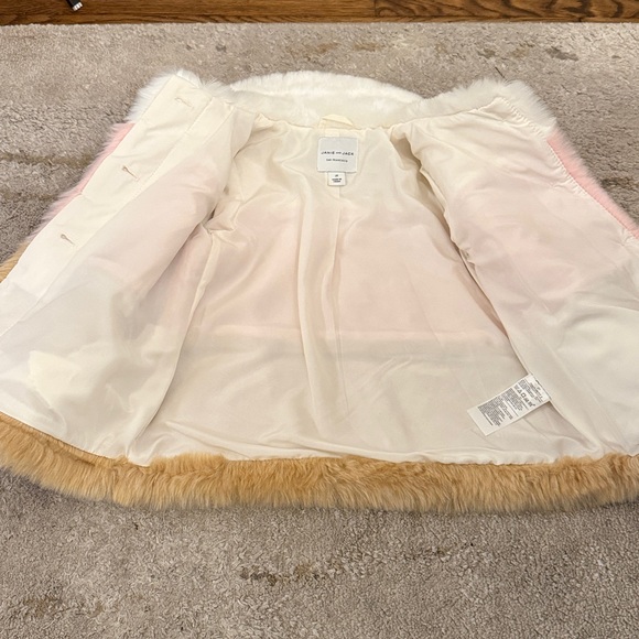 Girls Janie and Jack White, Pink, Tan Faux Fur Coat - Picture 6 of 7